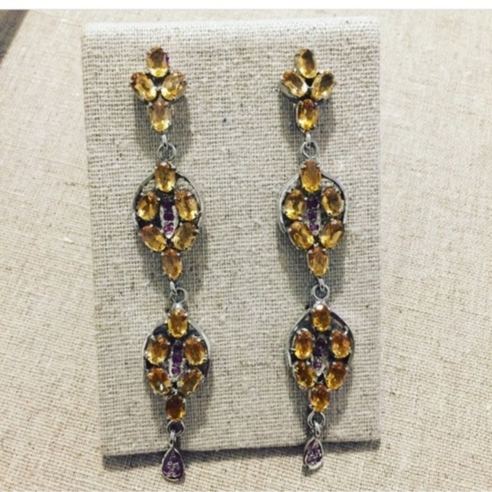 Citrine & Ruby Chandeliers in Sterling Sil… - Picture 4 of 10